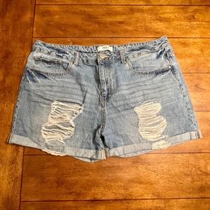 Forever 21 Los Angeles Blue Denim Shorts Distressed Sz 31 Waist S1092-95